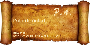 Petrik Antal névjegykártya
